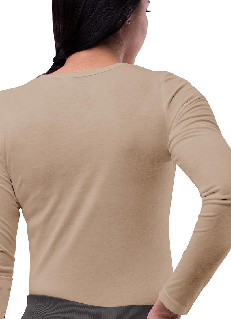 Sivvan Scrubs for Women - Long Sleeve Comfort Underscrub Tee - S8500 - Khaki - XL - Image 2